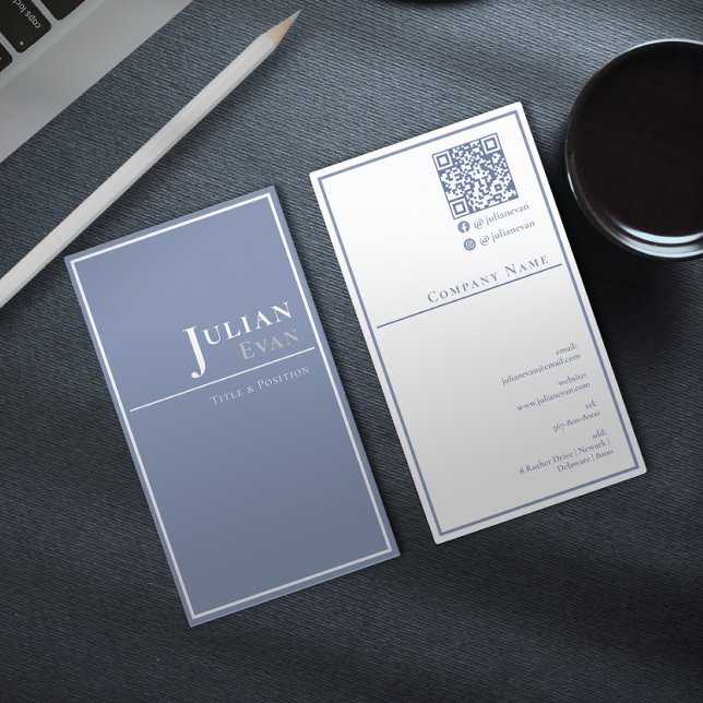 Minimalistic Professional Dusty Blue Healthcare Business Card (Creator Uploaded)