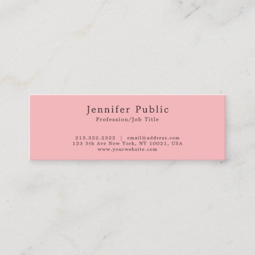 Minimalistic Professional Modern Elegant Pink Mini Business Card