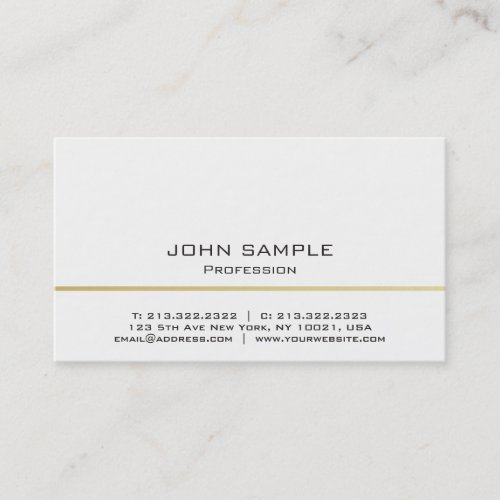 Minimalistic Professional Modern White and Gold Business Card