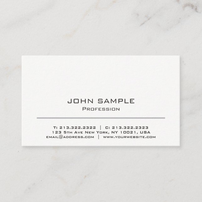 Minimalistic Professional Modern White and Grey Business Card (Front)