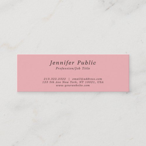 Minimalistic Professional Plain Elegant Pink Mini Business Card