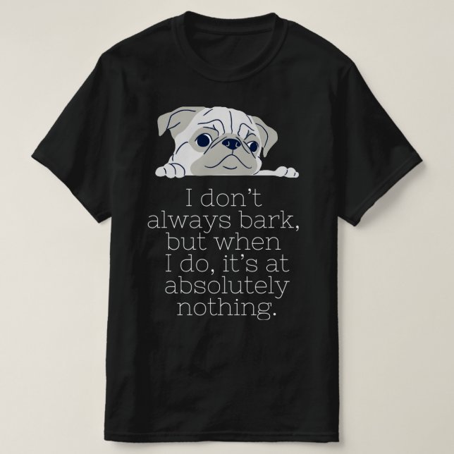 Minimalistic Pug Black T-Shirt: Bark T-Shirt (Design Front)