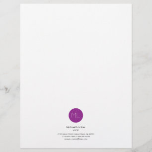 Minimalistic Purple Circle Monogram Letterhead