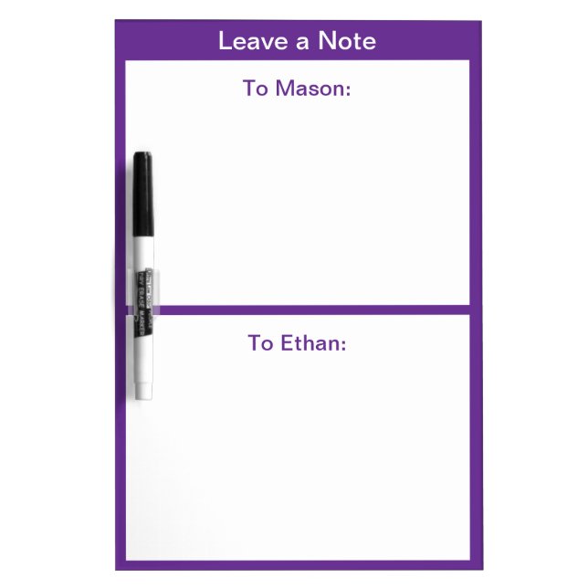 Minimalistic Purple College Dorm Door Dry Erase Board (Front)