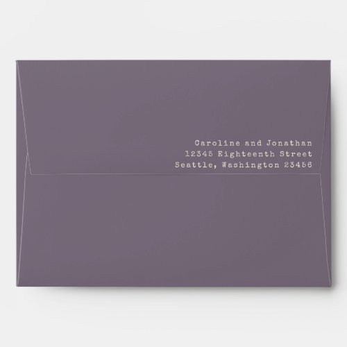 Minimalistic Purple Typewriter Typography Wedding Envelope