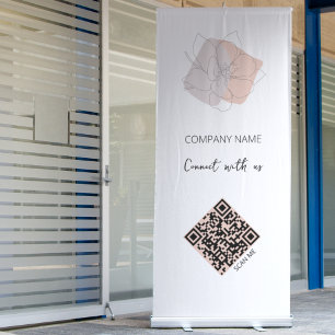 Minimalistic QR Code Connect With Us Retractable Banner