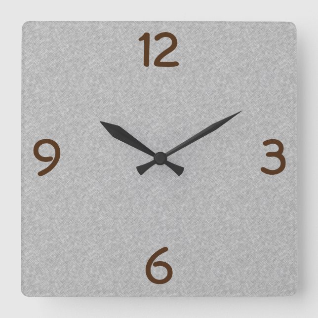 Minimalistic Quarterly Digits Gray Square Wall Clock (Front)