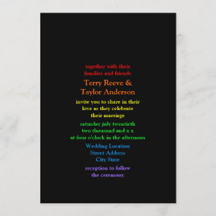 Minimalistic Rainbow-Colored Font Wedding Invitation