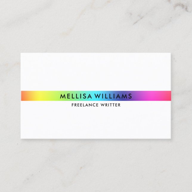 Minimalistic Rainbow Colors Thin Stripe Business Card (Front)