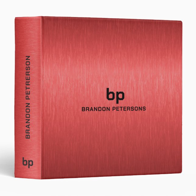 Minimalistic Red Black Metallic Texture Print 3 Ring Binder (Front/Spine)