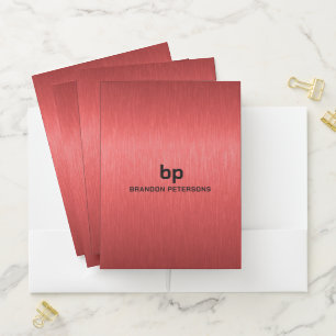 Minimalistic Red Black Metallic Texture Print Pocket Folder