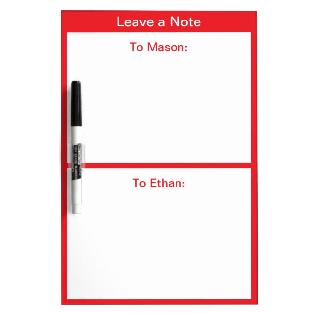 Minimalistic Red College Dorm Door Dry Erase Board (Front)