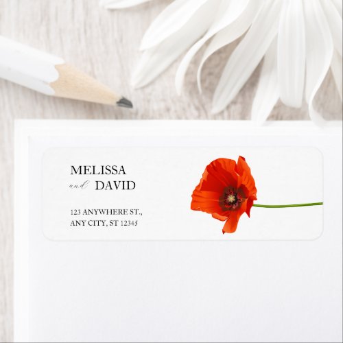 Minimalistic Red Flower Poppy Label