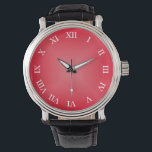 Minimalistic Red Gradient Custom Numeral Watch<br><div class="desc">Elevate your style with a dash of contemporary sophistication courtesy of this one-of-a-kind timepiece. Its captivating red gradient design, featuring a light center and diagonals with deeper color towards the edges, effortlessly draws the eye in. While this watch initially displays Roman numerals encircling its face, you can change those to...</div>