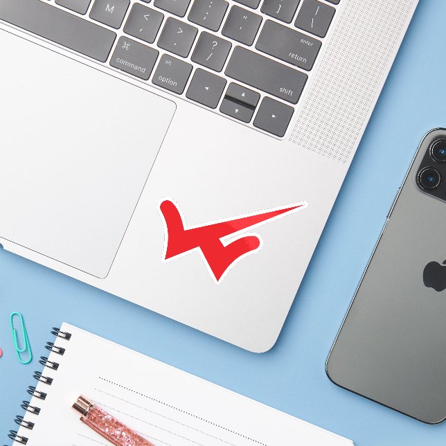 Minimalistic Red Letter W with Right sign Sticker (Laptop w/ iPhone)