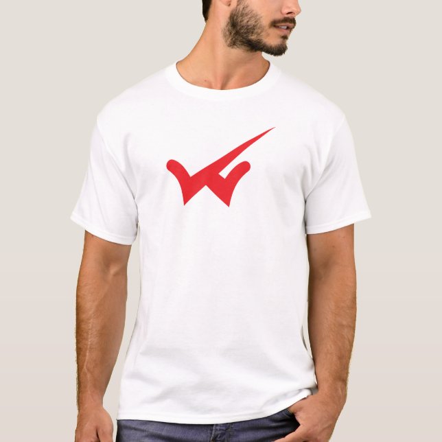 Minimalistic Red Letter W with Right sign T-Shirt (Front)