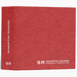 Minimalistic Red Linen Personalized Text 3 Ring Binder
