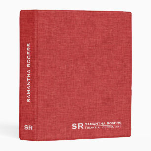 Minimalistic Red Linen Personalized Text Mini Binder