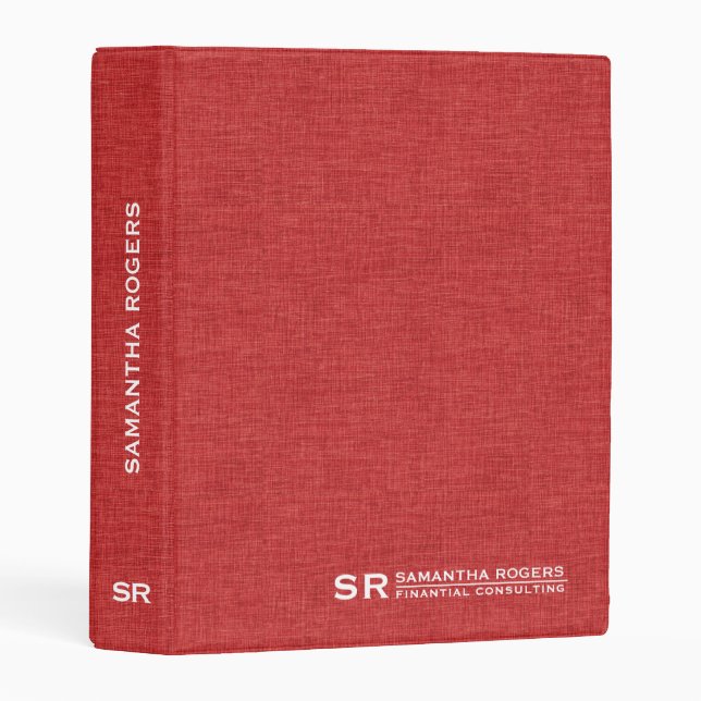 Minimalistic Red Linen Personalized Text Mini Binder (Front/Spine)