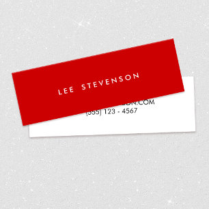 Minimalistic Red Mini Modern Minimalist Business Card