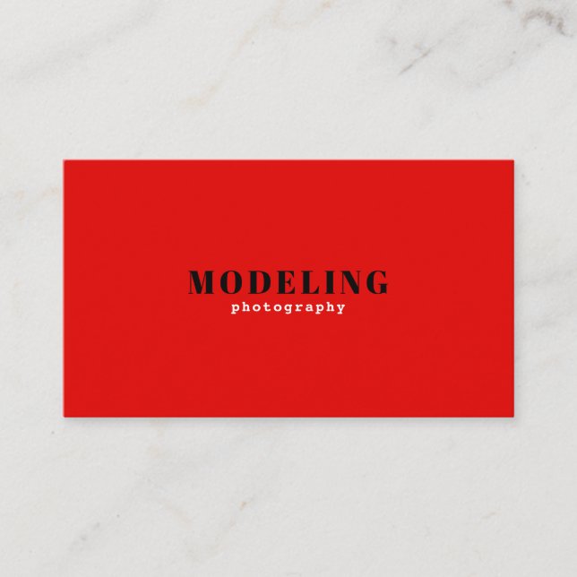 Minimalistic Red & White Modeling Photography Business Card (Front)