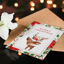 Minimalistic Reindeer Christmas Holiday Card