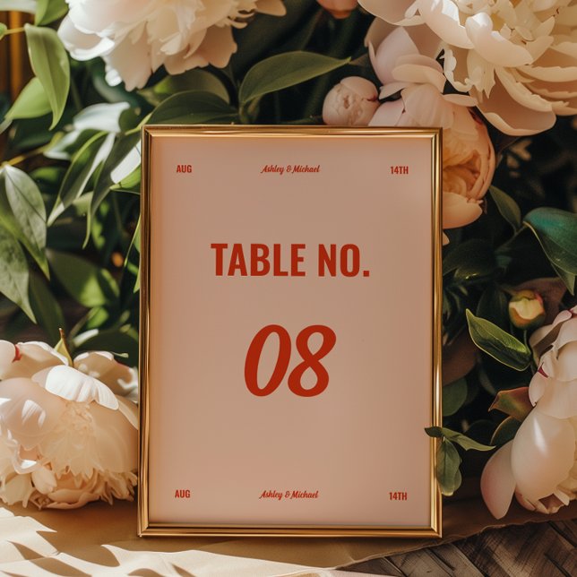 Minimalistic Retro Colors Wedding  Table Number (Creator Uploaded)