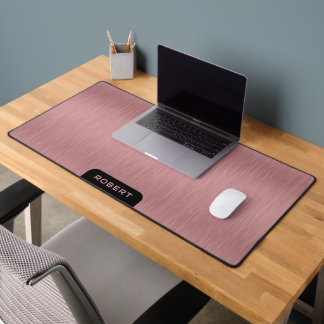 Minimalistic rose-gold brushed aluminum texture desk mat