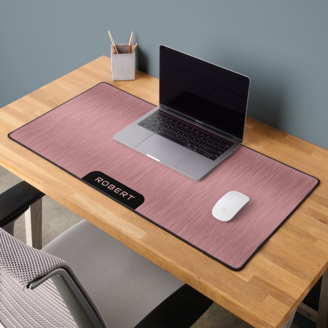 Minimalistic rose-gold brushed aluminum texture desk mat (Office 2)