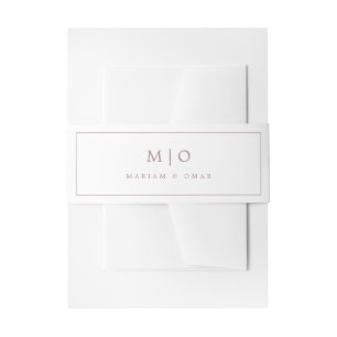 Minimalistic Rose Gold Monogram Wedding Invitation Belly Band