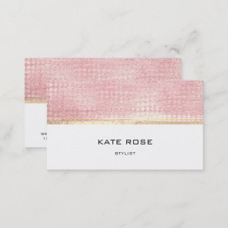 Minimalistic Rose Gold Peach Pink White Stylist Business Card