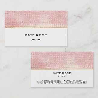 Minimalistic Rose Gold Peach Pink White Stylist Business Card