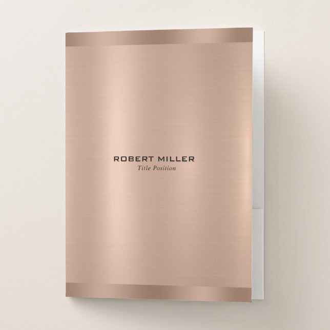 Minimalistic Rose-Gold Texture  Pocket Folder (Front)