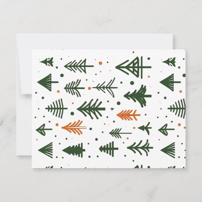 Minimalistic Rustic Pine Christmas Note Card (Back)