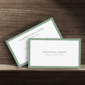 Minimalistic Sage Green Border On White Business Card