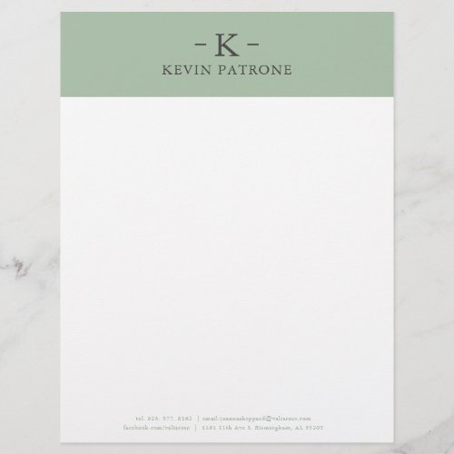 Minimalistic Sage Green  Gray Text Letterhead