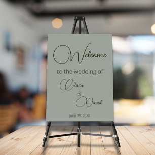 minimalistic Sage Green Wedding Welcome Foam Board