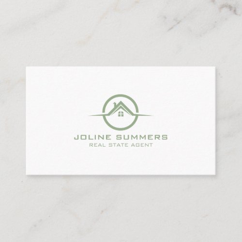 Minimalistic Sage Green  White Real Estate Agent Appointment Card