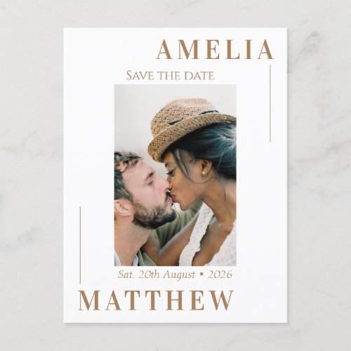 Minimalistic Save the Date Wedding Postcard