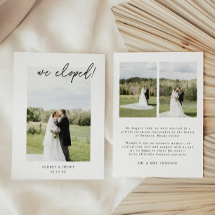 Minimalistic Script 3-Photo Wedding Elopement Announcement
