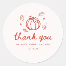 Minimalistic Script Fall Bridal Shower Thank You