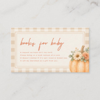Minimalistic Script Fall Pumpkin "Books for Baby" Enclosure Card