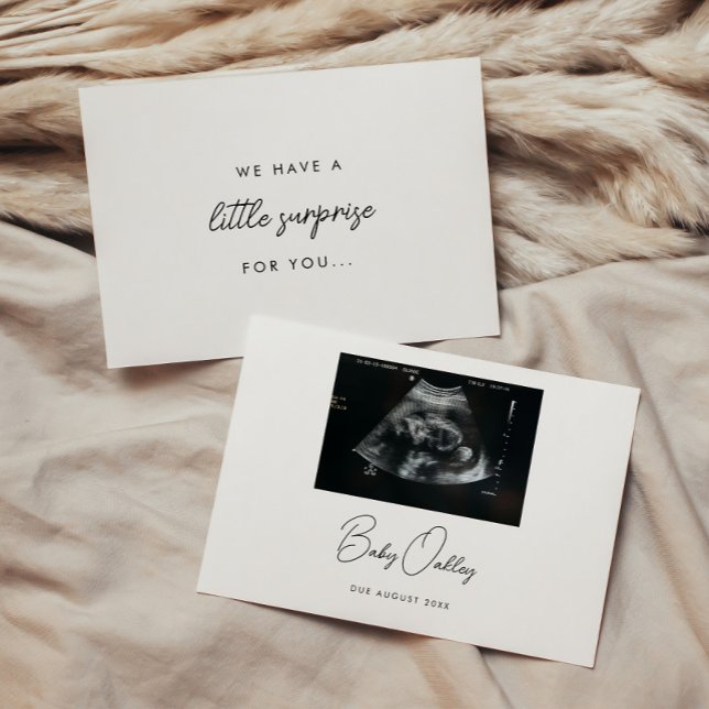 Minimalistic Script "Little Surprise" Pregnancy Announcement (Creator Uploaded)