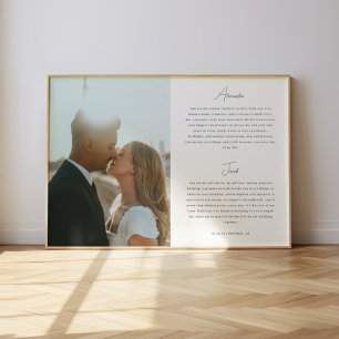 Minimalistic Script Wedding Vows Custom Photo Poster