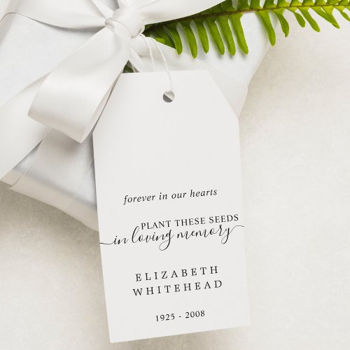 Minimalistic Seed Packet Memorial Funeral Gift Tags