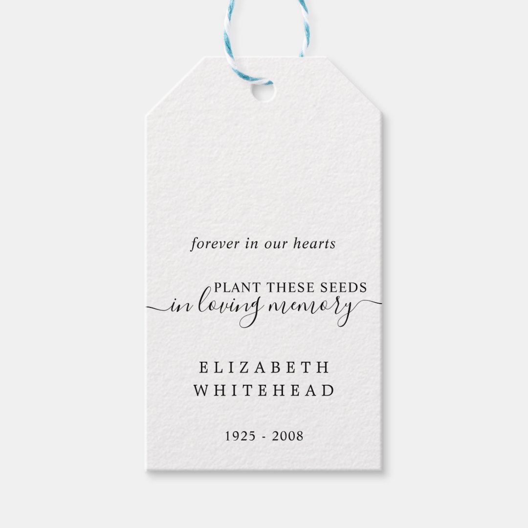 Minimalistic Seed Packet Memorial Funeral Gift Tags Zazzle