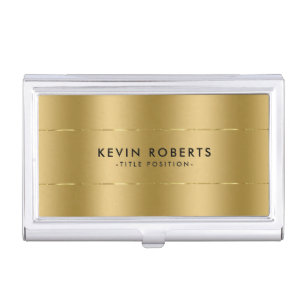 Minimalistic Shiny Metallic Gold Design Business Card Case