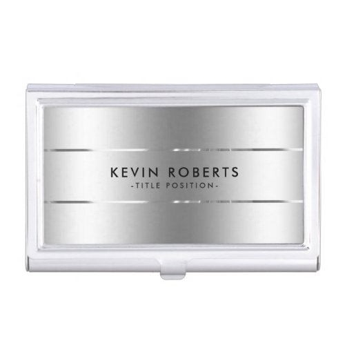 Minimalistic Shiny Metallic Silver Design Business Card Case