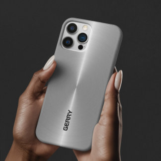 Minimalistic shiny metallic silver-gray iPhone 11 pro max case