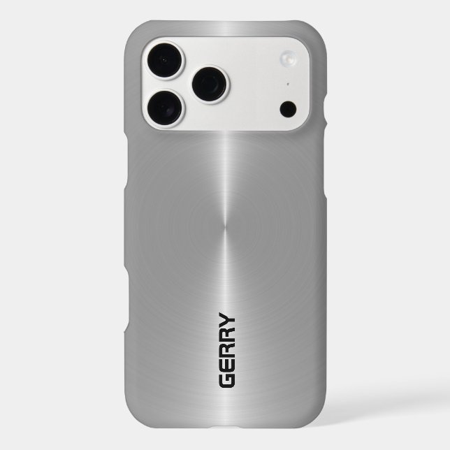 Minimalistic shiny metallic silver-gray iphone case (Back)
